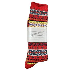ANONYMOUS ISM Fairisle Crew Red Sock
