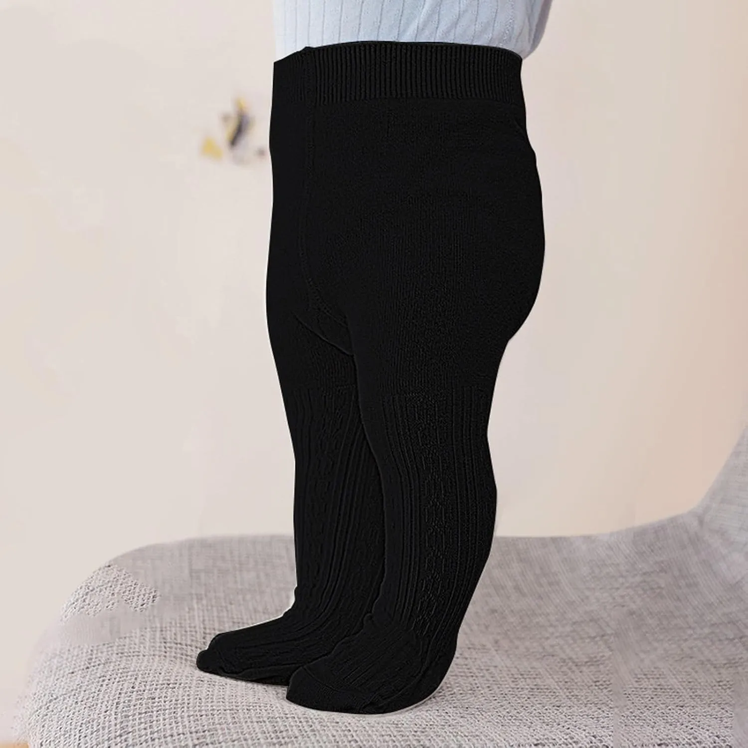 Baby Girls Cable Knit Tights Fleece Lined Leggings Stockings Infants Toddlers Cotton Pantyhose Stretchy Warm Leggings