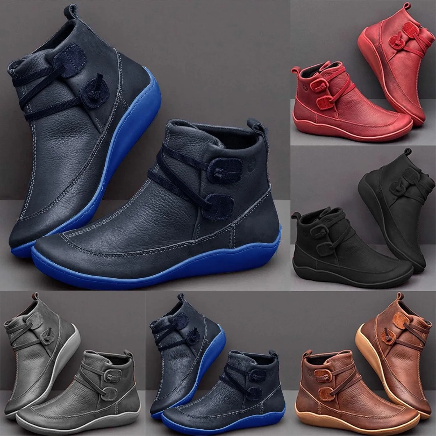 Combat Boots Womens Ankle Platform Booties for Women Work Boots for Men Flat Boot Laces Flat Heel Closed Toe Slip on Pointed Toe Chunky Stacked Heel