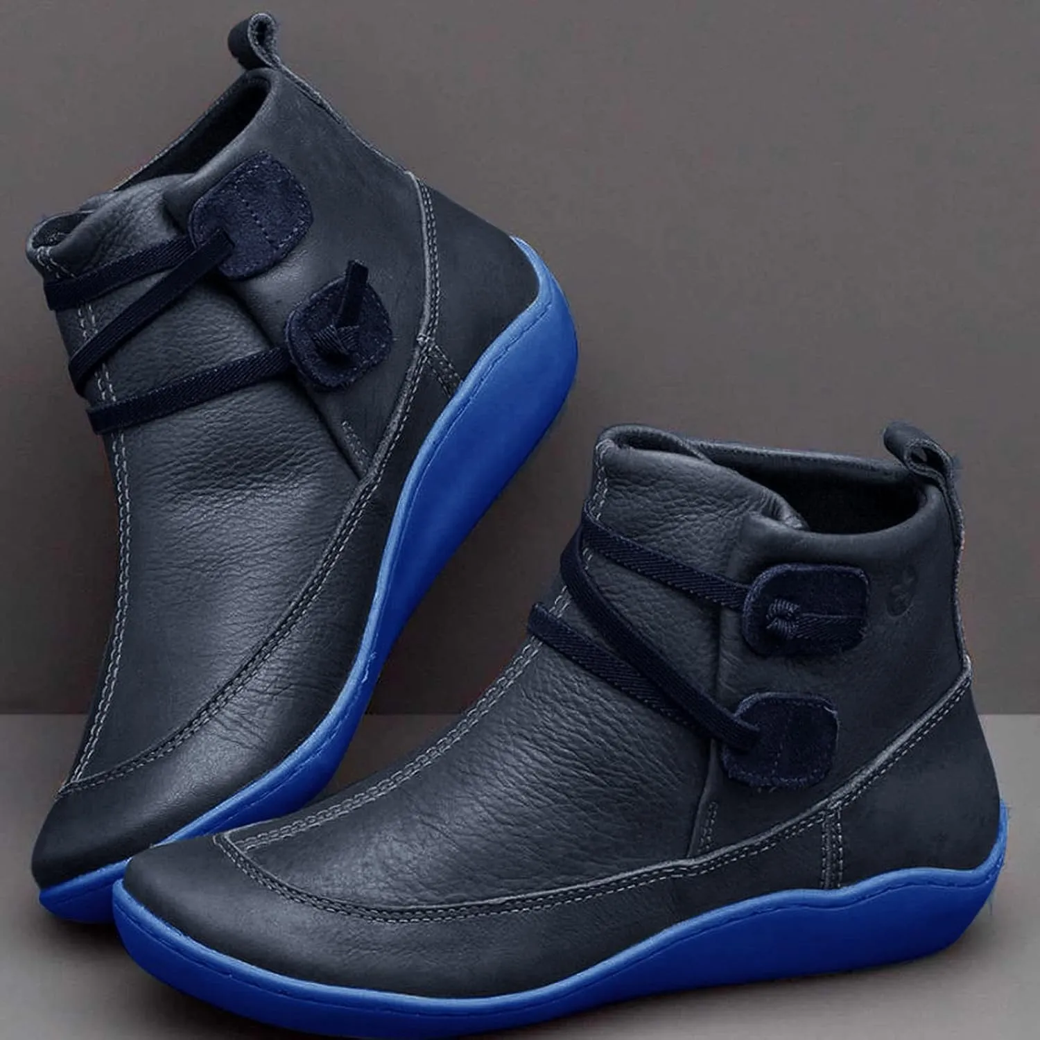 Combat Boots Womens Ankle Platform Booties for Women Work Boots for Men Flat Boot Laces Flat Heel Closed Toe Slip on Pointed Toe Chunky Stacked Heel