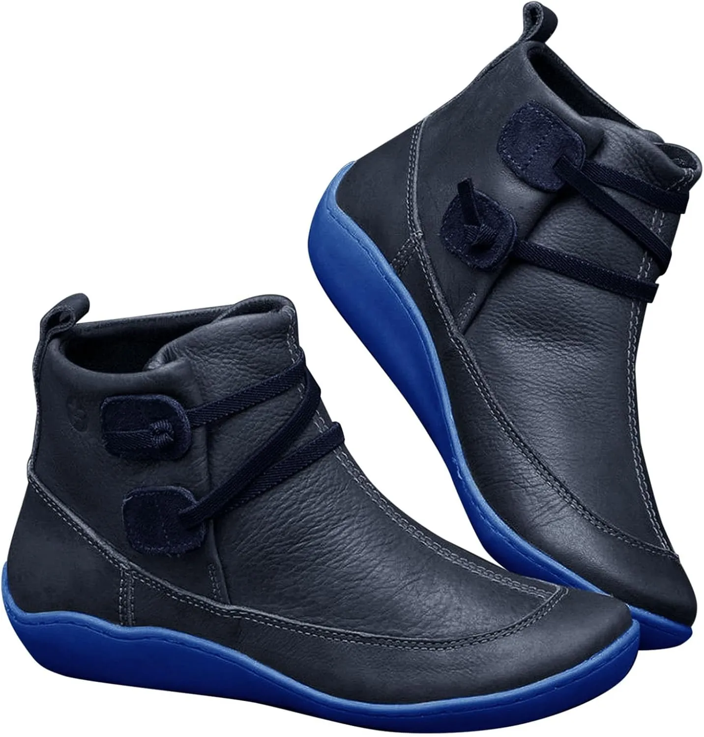 Combat Boots Womens Ankle Platform Booties for Women Work Boots for Men Flat Boot Laces Flat Heel Closed Toe Slip on Pointed Toe Chunky Stacked Heel