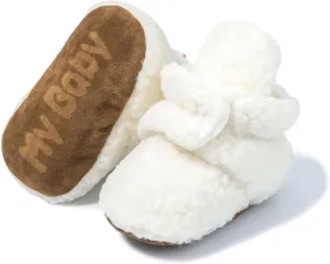KIDSUN Newborn Infant Baby Boys Girls Fleece Booties Stay On Socks Soft Shoes Non Skid Winter Warm Christmas Slippers