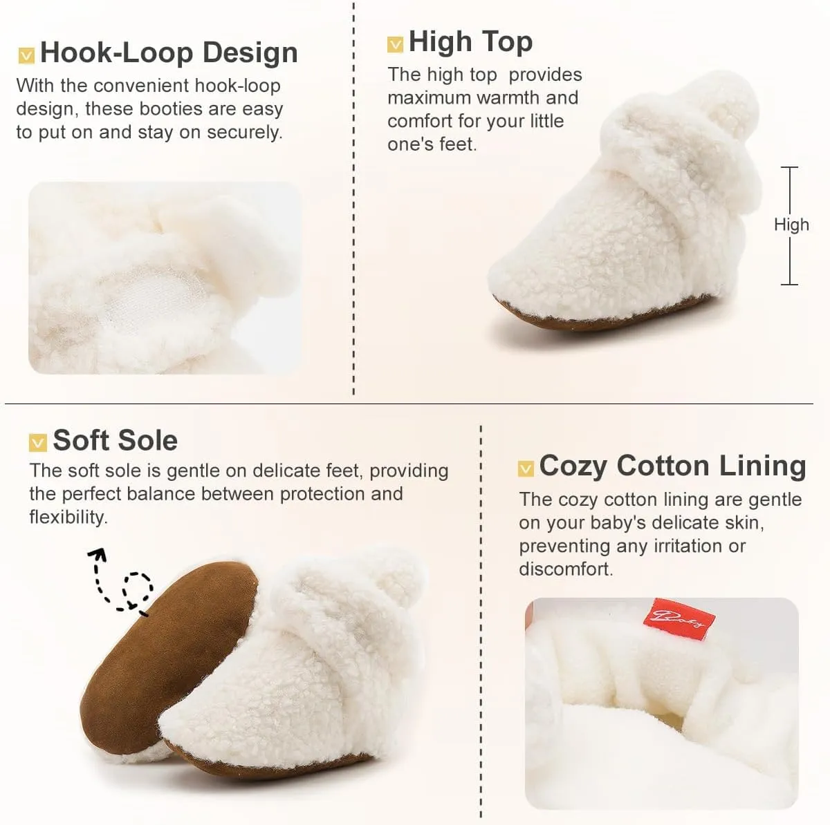 KIDSUN Newborn Infant Baby Boys Girls Fleece Booties Stay On Socks Soft Shoes Non Skid Winter Warm Christmas Slippers