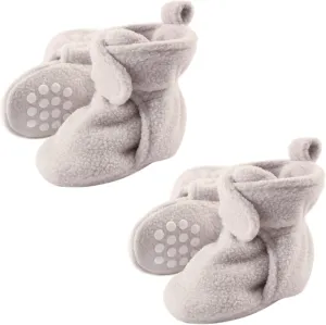 Luvable Friends Fleece Toddler Non Skid Slipper Booties, 2 Pack