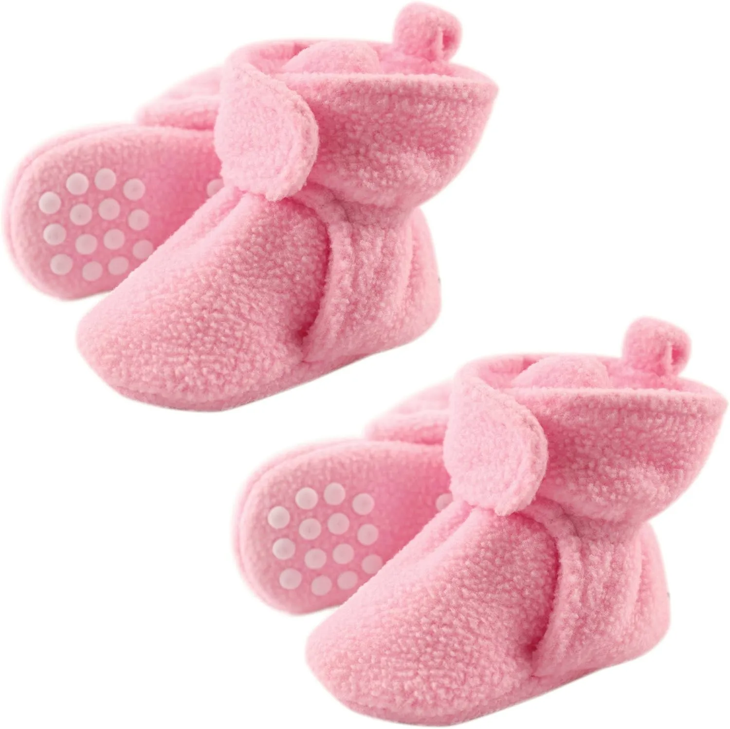 Luvable Friends Fleece Toddler Non Skid Slipper Booties, 2 Pack