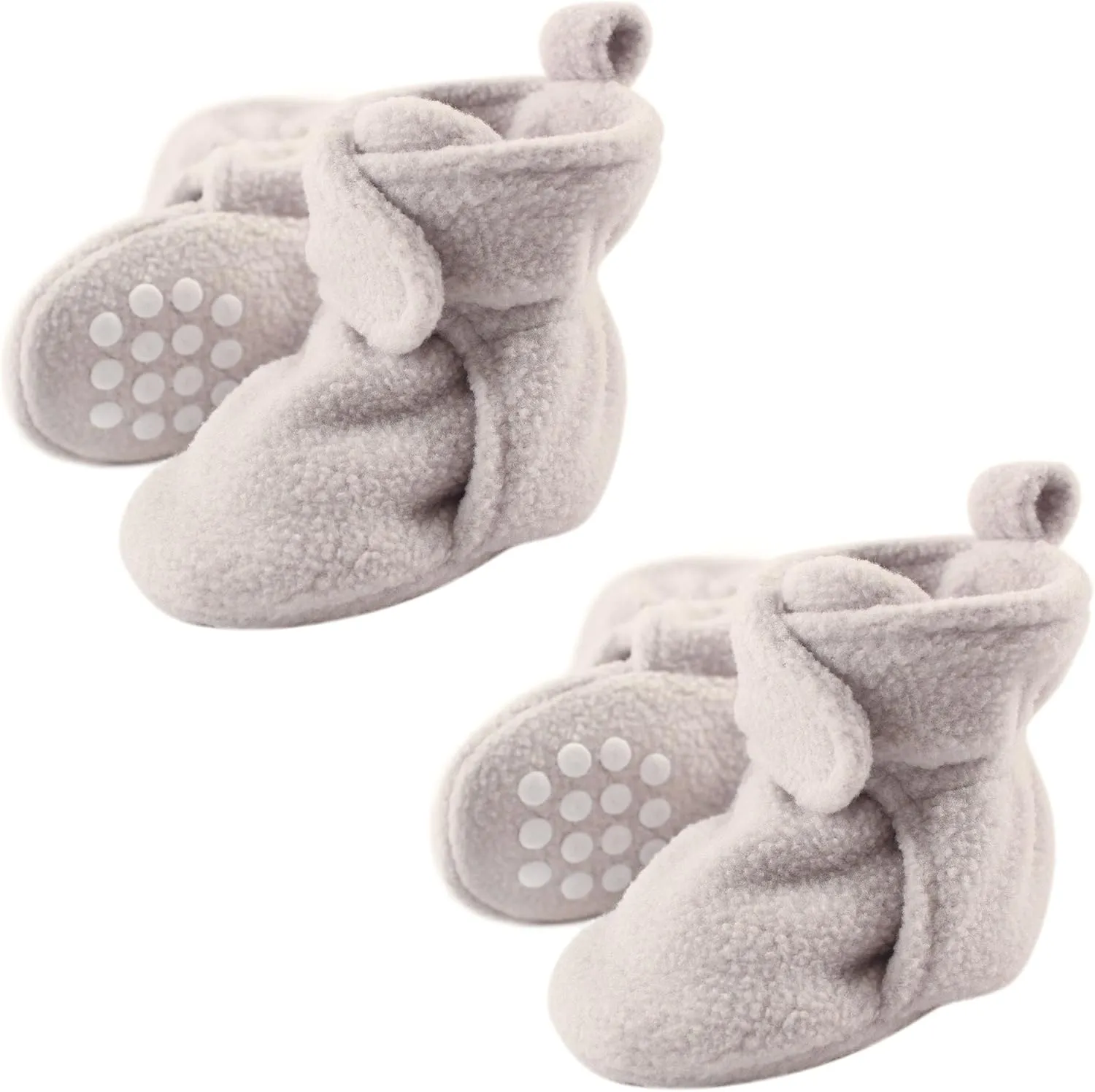 Luvable Friends Fleece Toddler Non Skid Slipper Booties, 2 Pack