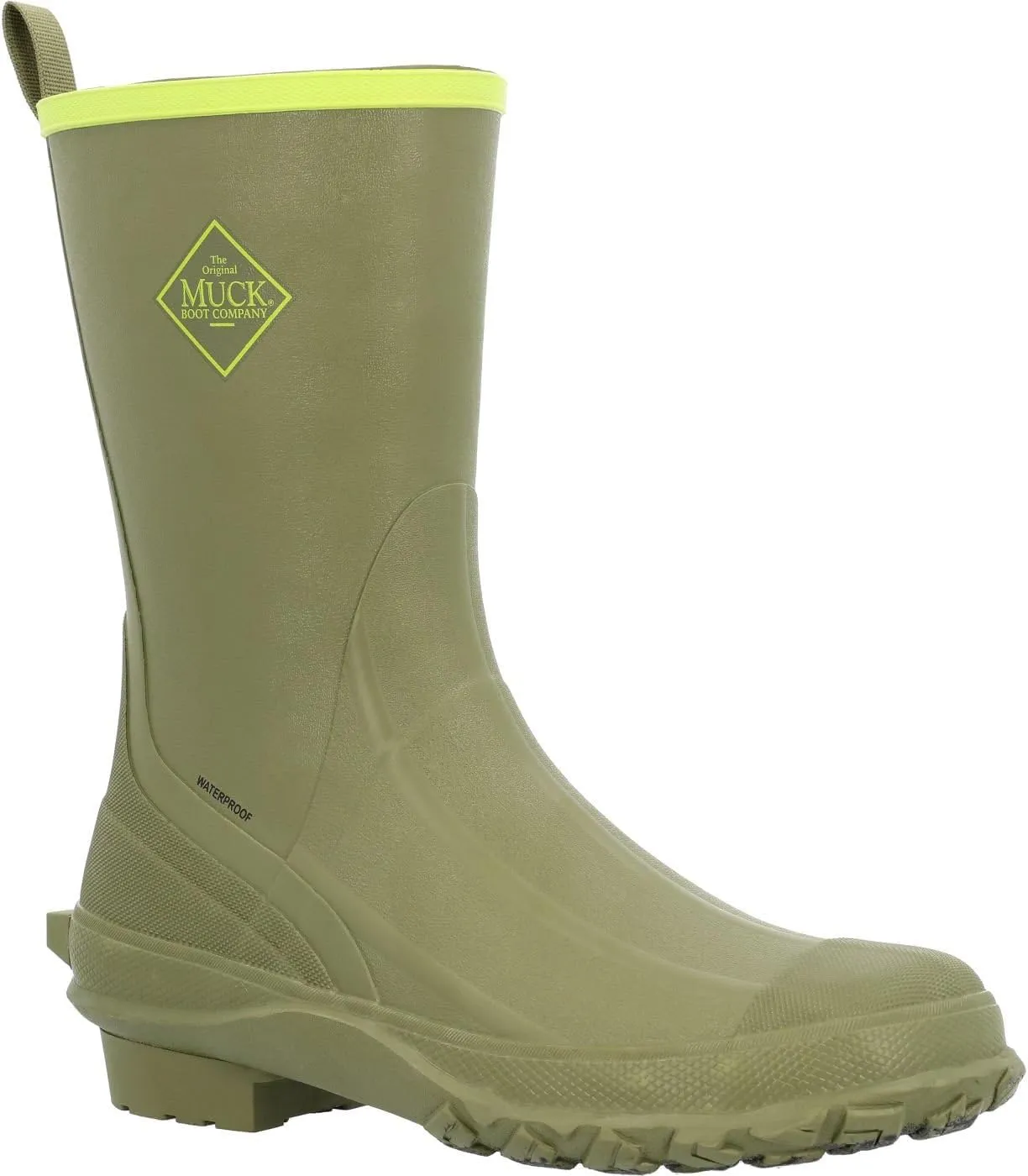 Men's Harvester Mid Rubber Boot, Olive And Lime, Size 13(M)