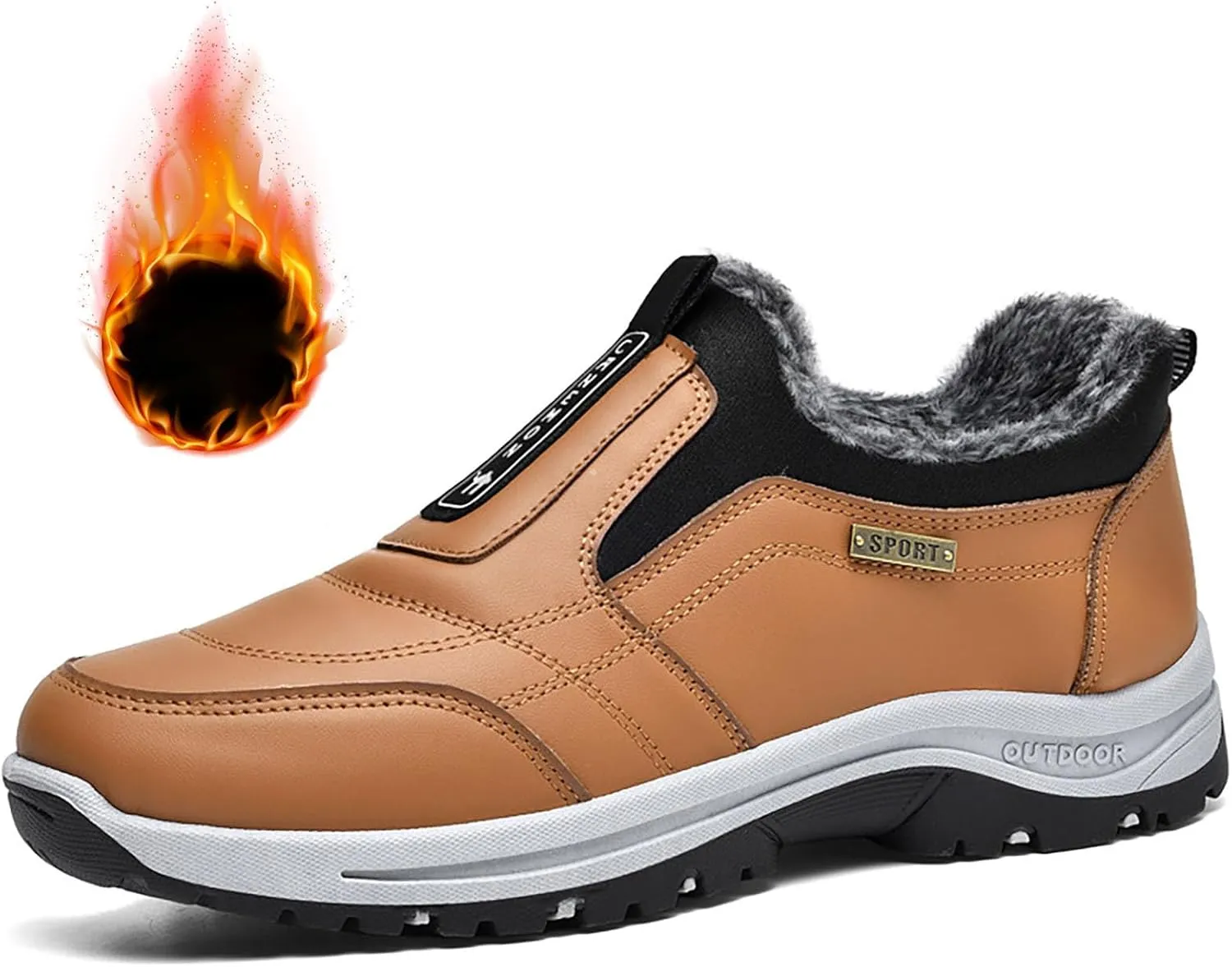Men's Slip On Walking Shoes,Winter Orthopaedic Shoes with Arch Support Anti-Slip Lightweight Low-top Safety Sneakers for Trekking Walking Outdoor