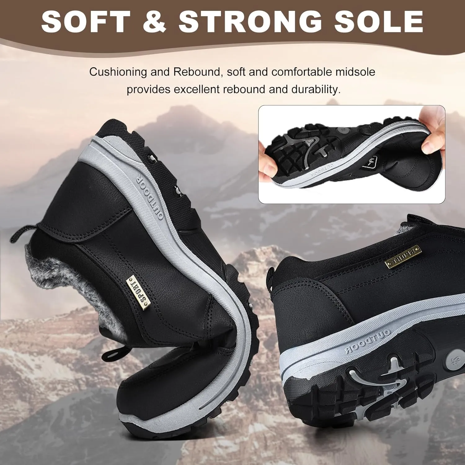 Men's Slip On Walking Shoes,Winter Orthopaedic Shoes with Arch Support Anti-Slip Lightweight Low-top Safety Sneakers for Trekking Walking Outdoor