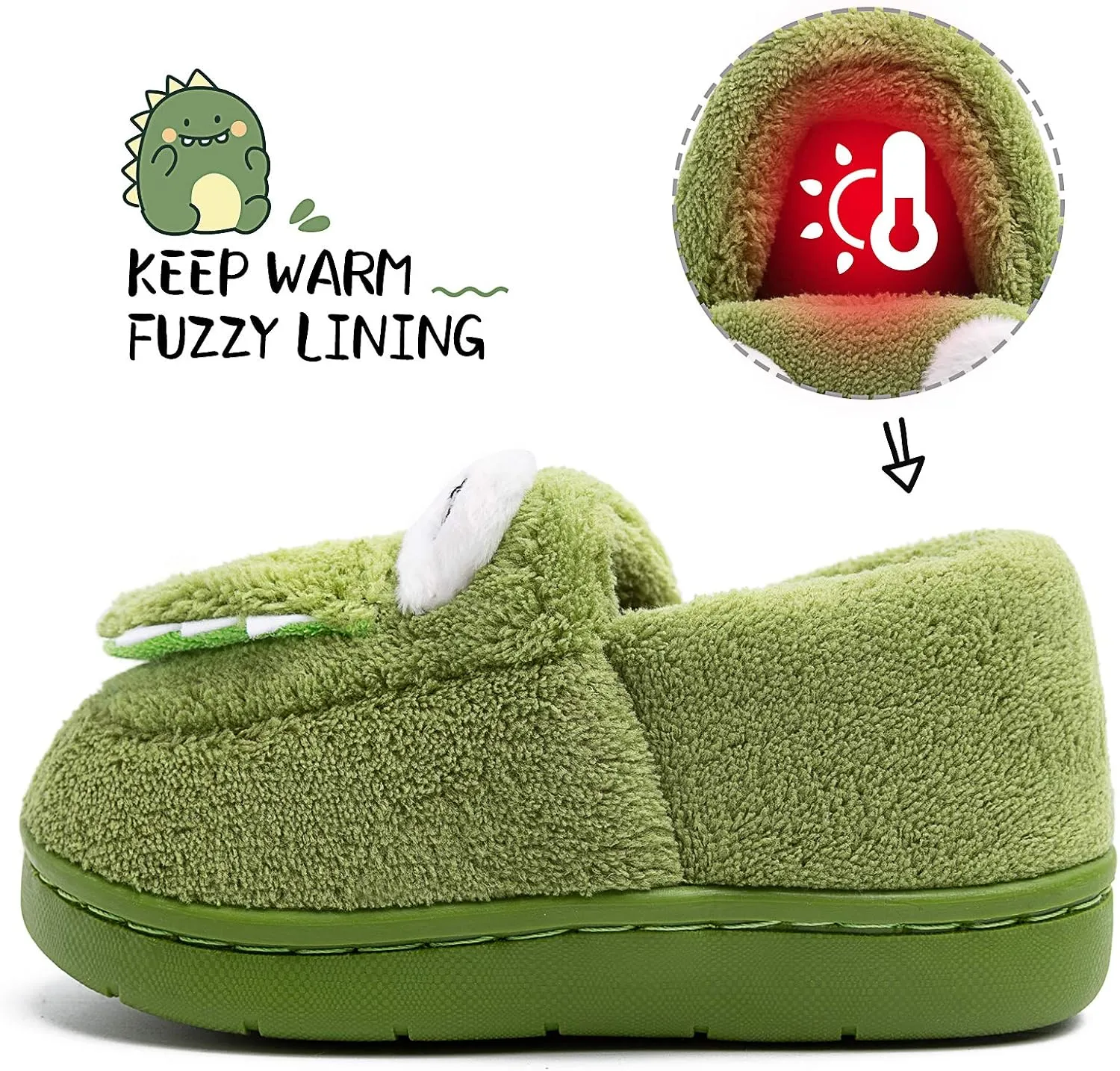 techcity Boys Girls Warm Fleece Slippers Dinosaur House Slippers Cute Animal Fluffy Plush Slip On for Kids Winter Indoor Home Shoes