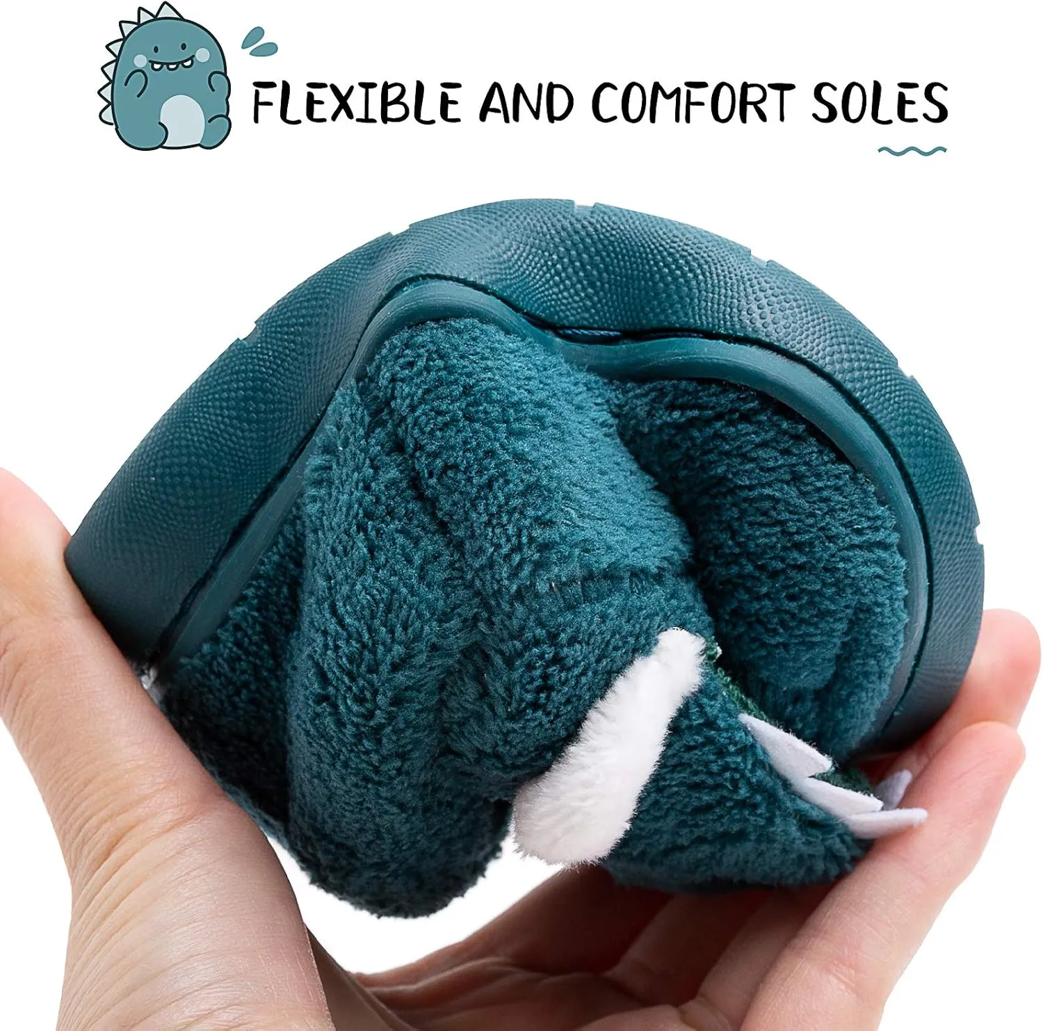 techcity Boys Girls Warm Fleece Slippers Dinosaur House Slippers Cute Animal Fluffy Plush Slip On for Kids Winter Indoor Home Shoes