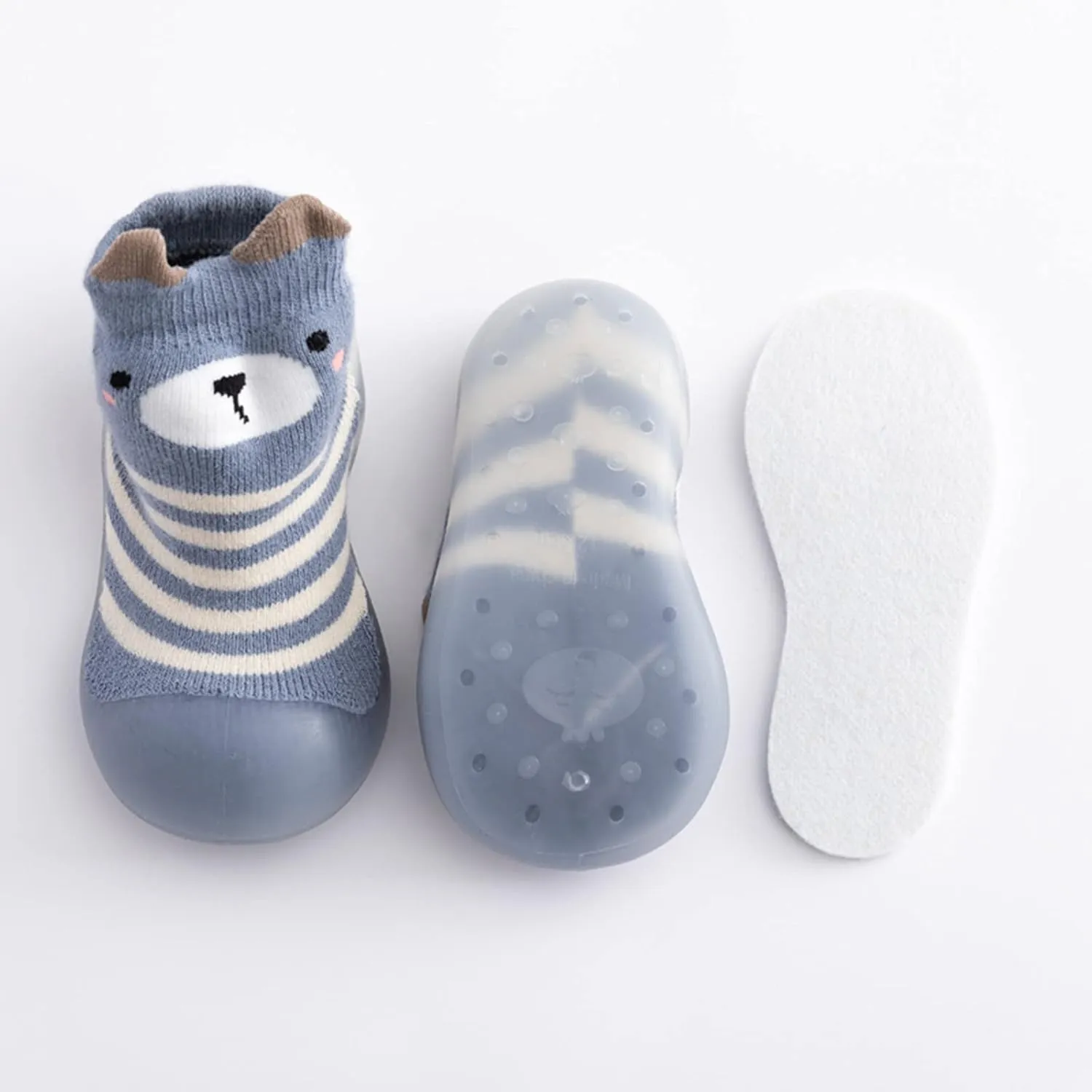 Toddler Baby Solid Warm Knit Soft Sole Sock Shoes Slipper Kids Rubber Stocking Soft Plush Slippers for Boys Girls