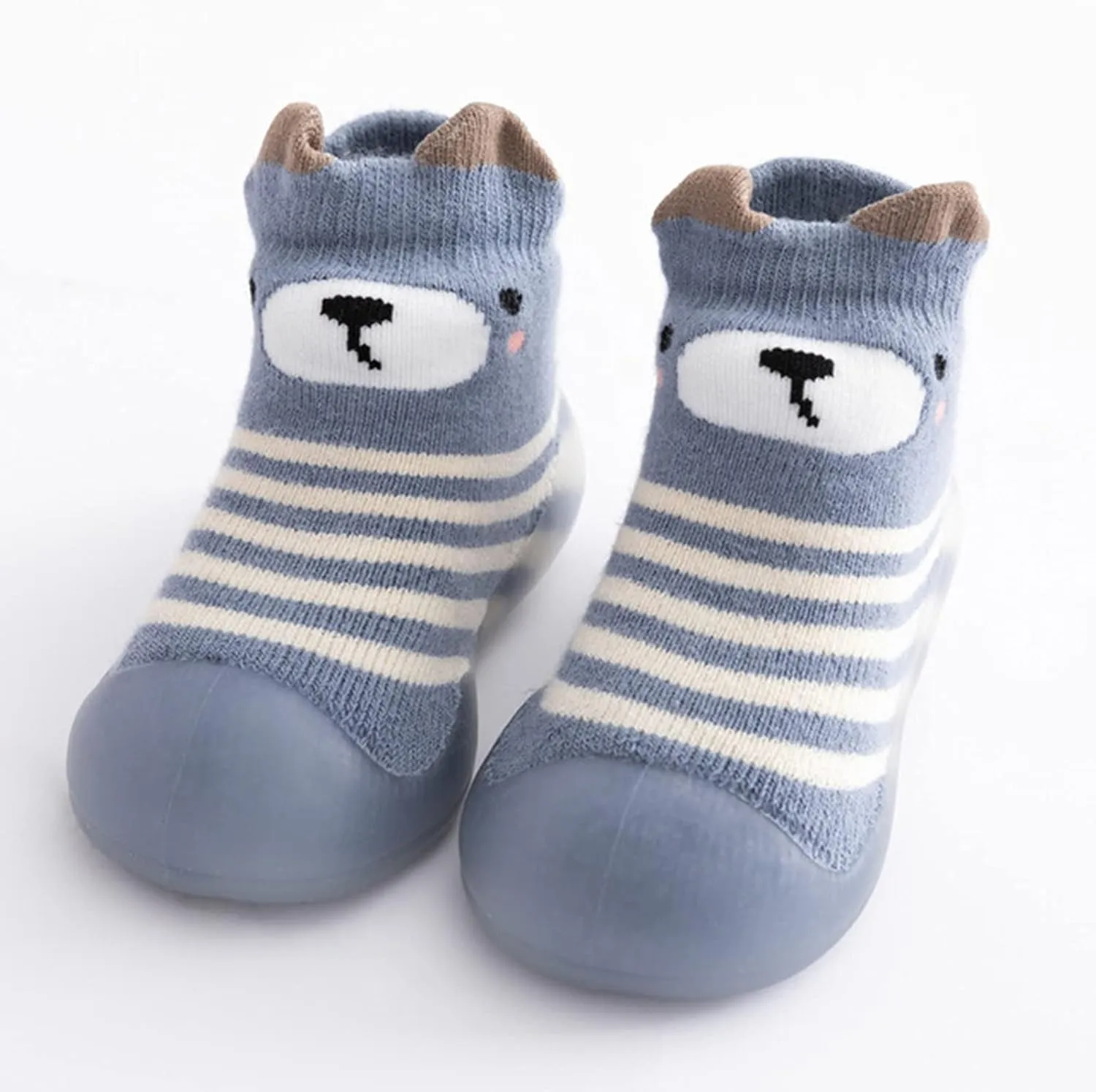 Toddler Baby Solid Warm Knit Soft Sole Sock Shoes Slipper Kids Rubber Stocking Soft Plush Slippers for Boys Girls