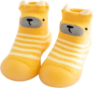 Toddler Baby Solid Warm Knit Soft Sole Sock Shoes Slipper Kids Rubber Stocking Soft Plush Slippers for Boys Girls
