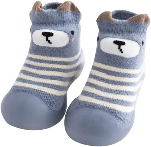 Toddler Baby Solid Warm Knit Soft Sole Sock Shoes Slipper Kids Rubber Stocking Soft Plush Slippers for Boys Girls
