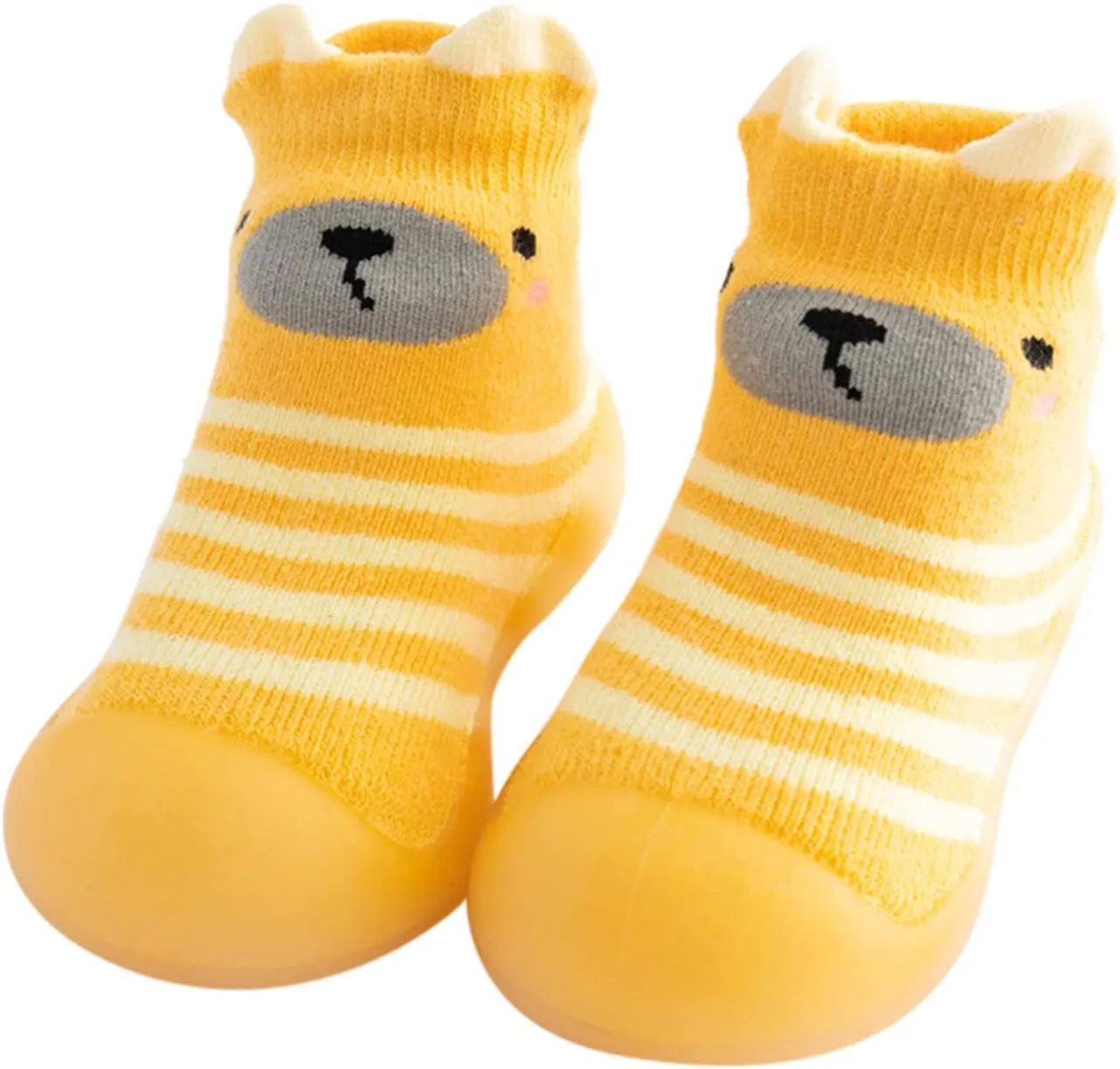 Toddler Baby Solid Warm Knit Soft Sole Sock Shoes Slipper Kids Rubber Stocking Soft Plush Slippers for Boys Girls