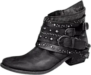 Women's Boots Ankle Womens Black Booties Low Heel Women's Casual Boots Hiking Boot Laces Men Closed Toe Indoor and Outdoor Lace-up Round Toe Comfortable Low Heel