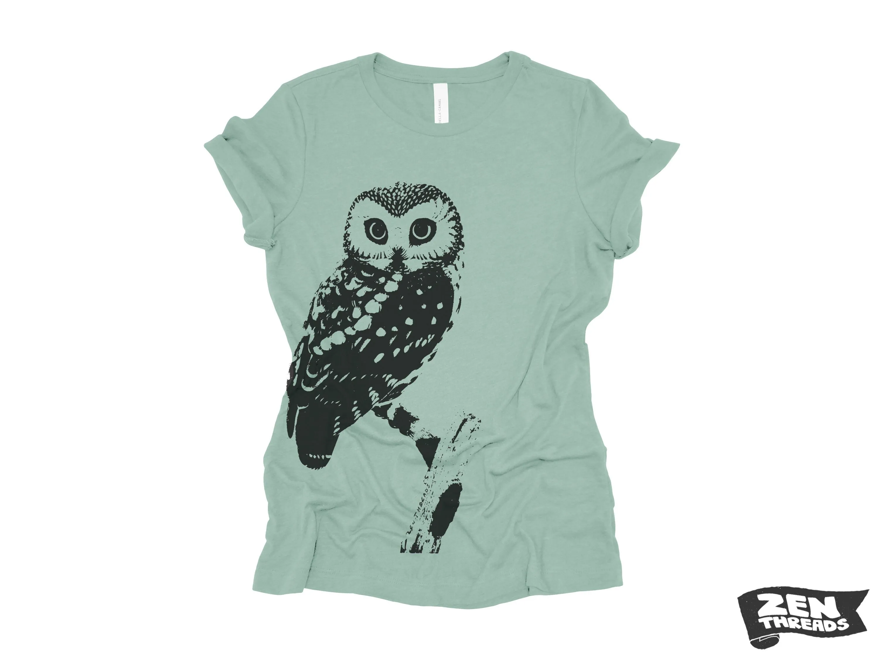 Womens OWL Relaxed fit vintage soft eco print ladies boyfriend T-Shirt  (  Colors) custom bird watching forest hiking camping nature animal