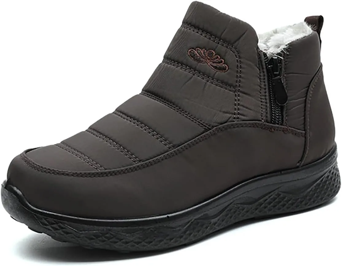 Women's Snow Boots with Heels Waterproof Slip On Boots Ladies Womens Warm Fur Lined Barefoot Shoes Grounded Footwear Hiking Rain Boots Women Mens Snow Booties