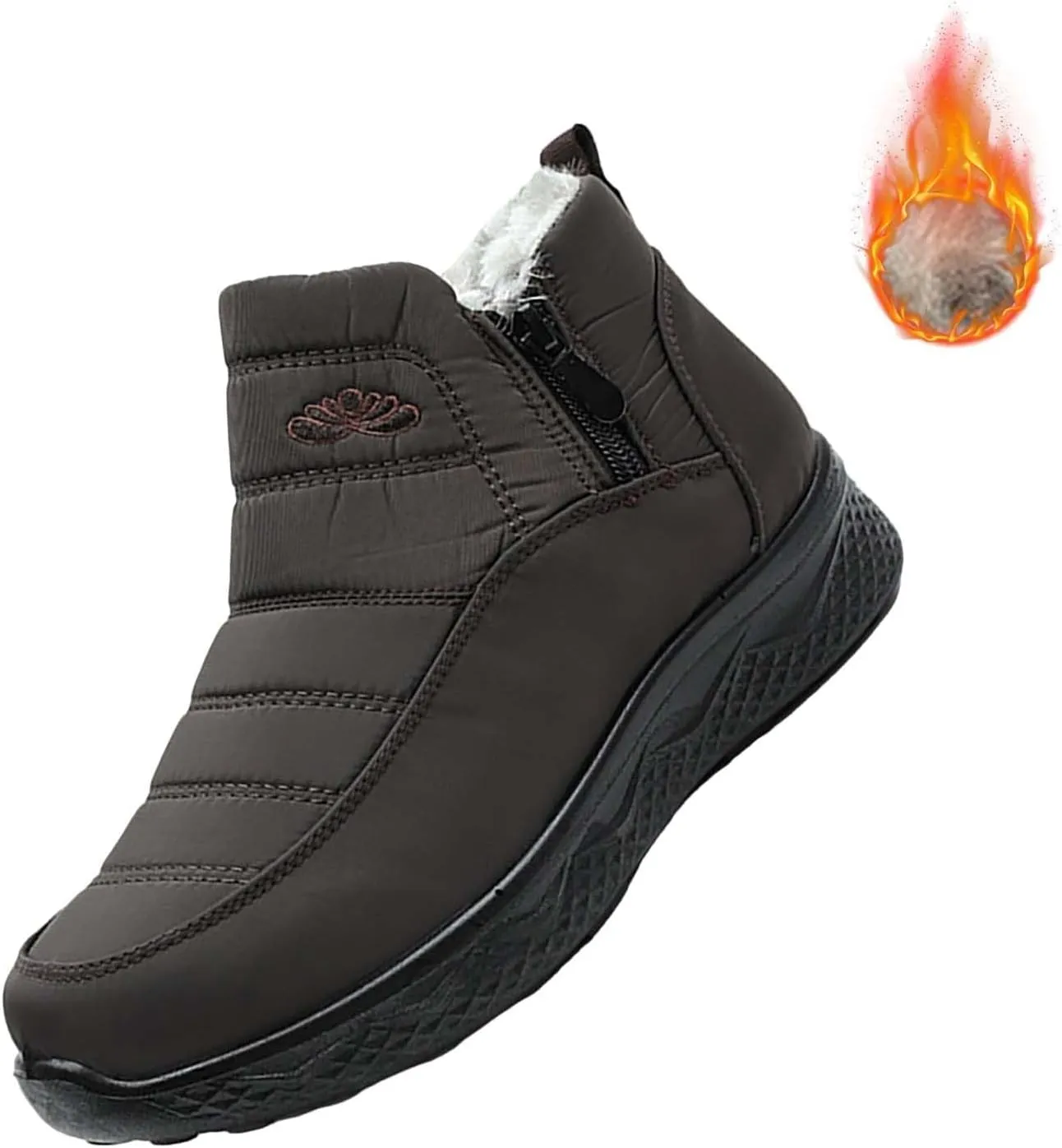 Women's Snow Boots with Heels Waterproof Slip On Boots Ladies Womens Warm Fur Lined Barefoot Shoes Grounded Footwear Hiking Rain Boots Women Mens Snow Booties